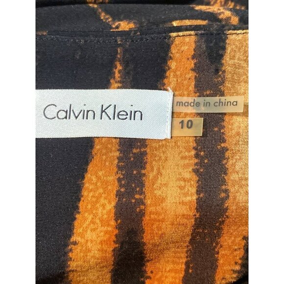 Calvin Klein Brown & Black Abstract Print Dropped Waist Dress, Women's Size 10 - Picture 8 of 9